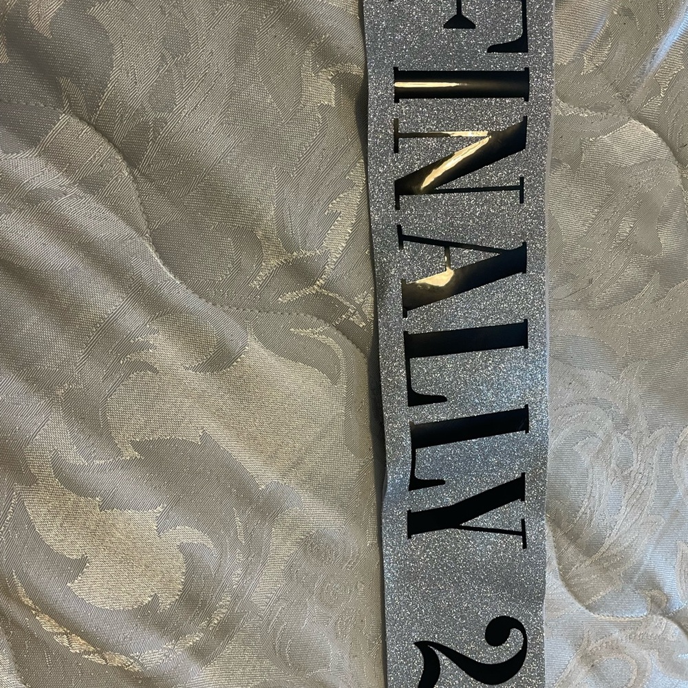 Glittery Silver Finally 21 Sash